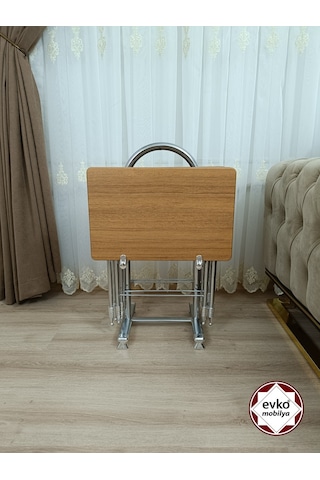 Evko Mobilya Çanta Zigon Sehpa, 4'lü Sehpa, Zigon Sehpa, Servis Sehpası, Mdf Mebran Sehpa, Katlanır Sehpa -