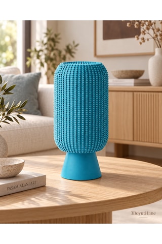 Modern Dekoratif Masa Lambası Salon Ve Yatak Odası İçin Abajur, 10 Renk Seçeneği, E14 Led Uyumlu Mavi