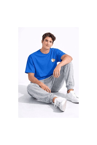 Sevgili Kombini Ayıcık Baskılı Çift Tişört Oversize Unisex Partne Lacivert
