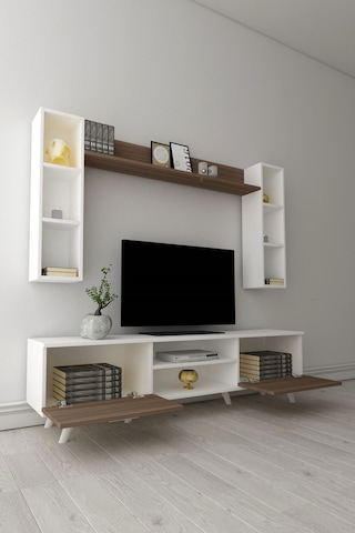 Moonlife Istanbul Tv Ünitesi Dolaplı 1 Beyaz Ceviz