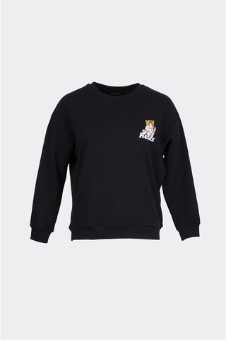 Fashion Frends Baskılı Siyah Kadın Sweatshırt 22k0574k1