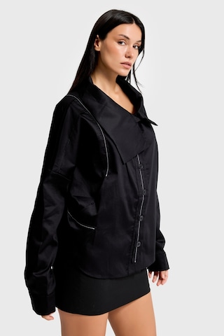it's basic Kadın Siyah Renk Oversize Özel Tasarım Gömlek