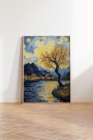 Zestia Ahşap Çerçeveli Tablo, Van Gogh Yıldızlı Gece Köprü Yorumu