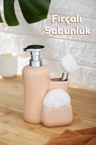 Porsima 277744 Sıvı Sabunluk Fırçalı Süngerlikli Sabunluk Pudra