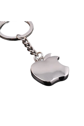 Schulzz Apple Elma Logo Şeklinde Parlak Krom Metal Anahtarlık