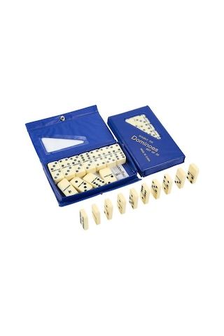 Büyük Boy Domino Oyun Seti Seramik Kemik Domino Taşı Seti Çantalı