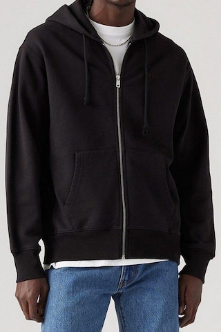 Levi's Kapüşon Yaka Siyah Erkek Relaxed Sweatshirt Fermuarlı Hırka - A9265-0000 Siyah