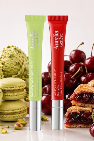 Layering Lip Flavor Edit - Güneşten Koruyucu & Dolgunlaştırıcı, Nemlendirici Etkili İkili Lip Balm Seti Kiraz Kırmızı & Altın Işıltılı Şeffaf