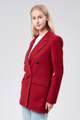 Bordo Regular Astarlı Kruvaze Kapama Dokuma Oversize Blazer Ceket 001