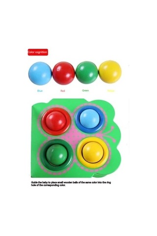 Ahşap Çilek 4'lü Top Tak Çıkar Çekiç Vurma Oyunu Yaratıcı Ahşap