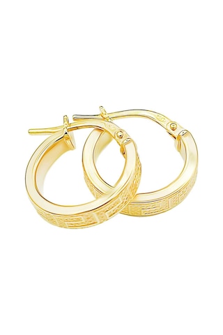 Moom Mücevherat Kadın Grek Desenli İtalyan Halka Küpe 14 Ayar N11.15593