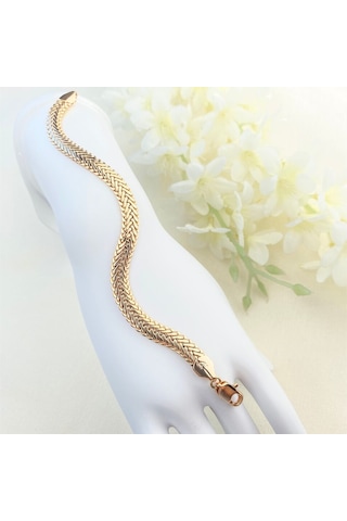 Kyver Kadın Bileklik Yassı Balıksırtı Model Kararmaz Xuping Vip Seri Ürün Rose 19 Cm Rose Gold