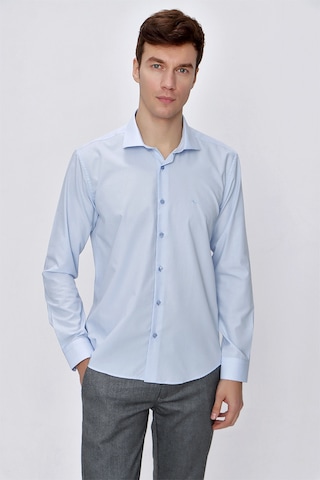 MORVEN  Erkek Buz Mavisi Basic Slim Fit Dar Kesim Gömlek Mavi