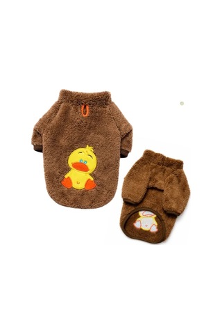 Gedyco Chici Coffee Peluş Küçük Irk Köpek Sweatshirtü-21561