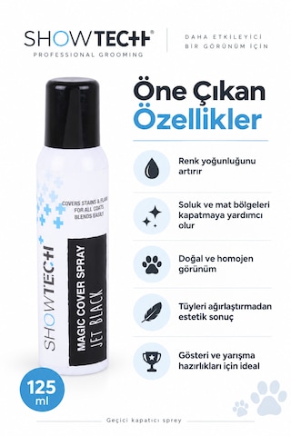 Showtech Jet Black Siyah Kedi Köpek Leke Kapatıcı Sprey 125ml