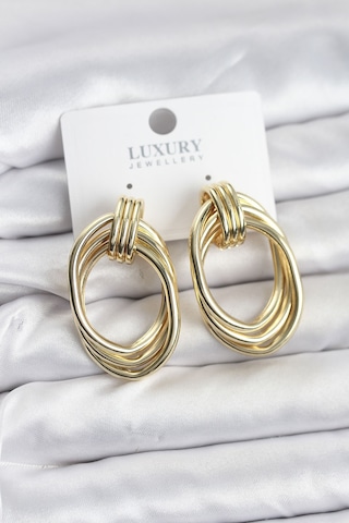 Pirinç Gold Renk Damla Model Vintage Kadın Küpe Açık Gold