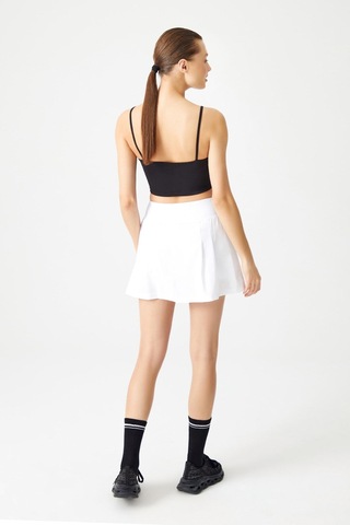 Los Ojos Beyaz 2 Katmanlı Tenis Eteği - Şort Etek - Spor Etek Tennis Skirt Beyaz