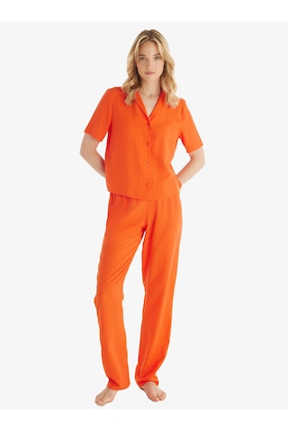 Blackspade Kadın Premium Ekovero Kısa Kol Önden Düğmeli Mercan Pijama Takımı C3t3n5o06 Mercan