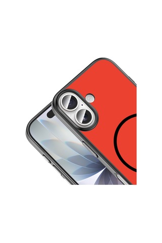 Apple iPhone Uyumlu 17 Kılıf M-safe Şarj Özellikli Zore Lora Pc Kapak - Kırmızı-gri