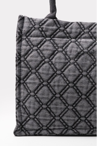 İcone Bag Kapitone Desenli Denim Kadın Çanta, Kot Kadın Çanta, El, Kol Ve Omuz Kadın Çantası Yıkamalı Kot Antrasit