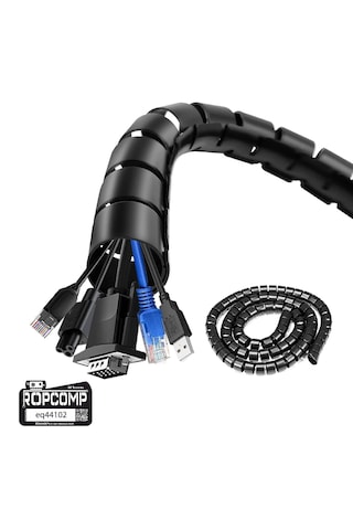 Ropcomp Spiral Kablo Kanalı Kablo Düzenleyici Toplayıcı Tutucu 1.5m 28mm Siyah