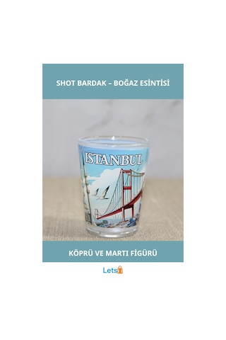 İstanbul Temalı Şık Cam Shot Bardak Boğaziçi Görselli Çok Renkli
