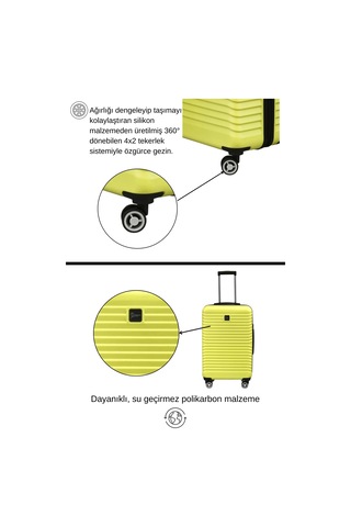 Kabin Boy %100 Polikarbon Valiz Sarı 1811 Sarı