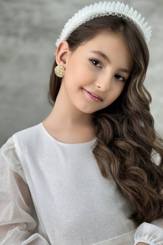 Zarif Simli Taçlı Kız Çocuk Elbisesi 001