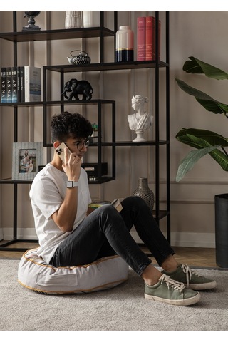 Şeritli Puf Minderi, Büyük Boy, Yer Minderi, Balkon Ve Teras İçin