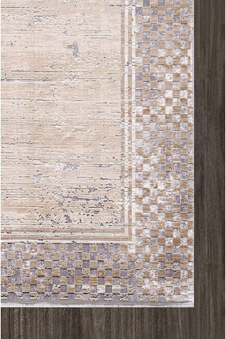 Artemis Halı Couture 00866a Gri Gold Çerçeveli Eskitme İpek Halı