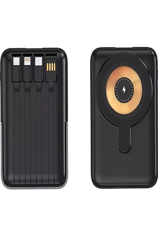 Pw-122 10000mah 15w Kablosuz Kablolu Lcd 22.5w Mikro Lightning Type-c Kablolu Powerbank Çok Renkli