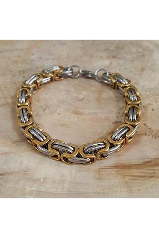 Ehediye Chavin Kalın Kral Model 8 Mm. Gri Çelik Erkek Bileklik Df14Sr Beyaz