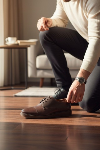 Enoch Erkek Kahverengi Hakiki Deri Klasik Ayakkabı Comfort Tabanlı Bağcıklı Model Kahverengi