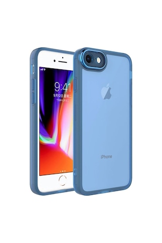 Apple Uyumlu iPhone Se 2020 Kılıf Kamera Korumalı Transparan Zore Post Kapak Mavi