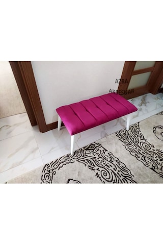 Azra Mobilya Benc Puf Bank Çeşitleri Ahşap Ayaklı Ahşap Bench -çift Kişilik Puf Fuşya