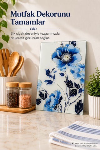 Cam Kesim Panosu Çiçek Desenli 25 35 Çok Renkli