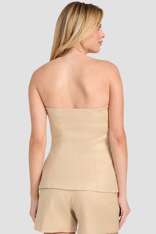 Guess Kadın Bej Keten Bluz Kahverengi