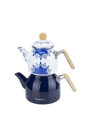 Bambum Unique - Bambu Kulplu Çaydanlık Takımı Lacivert Lacivert