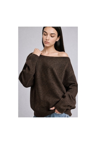 Defacto Regular Fit Düşük Omuz Kayık Yaka Basic Triko Kazak H2598ax26aubn480 Kahve-bn480