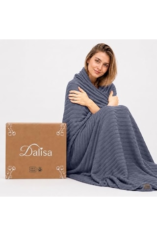Dalisa%100 Organik Pamuk Örgü Koltuk Battaniyesi, Gri-mavi, 60x80 İnç, Gots Sertifikalı, Tığ Örgü, Yetişkinler İçin, Çevre Dostu Lüks, Lynx Esinli Desen Açik Gri