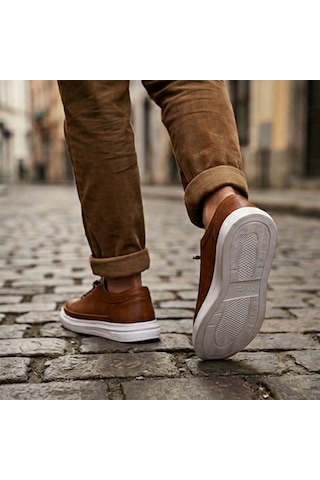 Genel Markalar Erkek Siyah Beyaz Tabanlı Retro Sneaker Taba