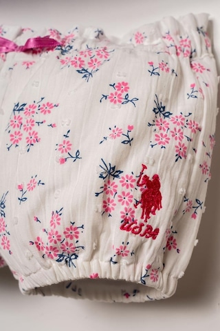 U.S. Polo Assn. U.s. Polo Assn Kız Bebek 2 Li Şort T-şhirt Takım Beyaz-pembe-2279 Beyaz