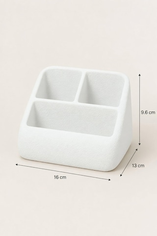 Masa Üstü Kumandalık Organizer Çok Bölmeli Tv Klima Kumanda Standı Düzenleyici 16x13x9.6 Cm Beyaz