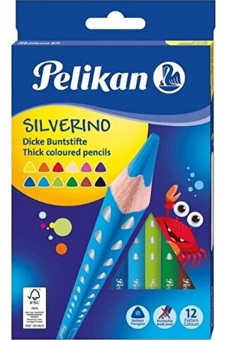 Silverino Jumbo Üçgen Kuru Boya Kalemi 12 Li Kutu