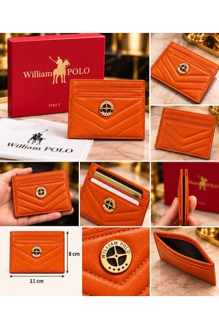 Williampolo Anka Hakiki Deri Unisex Kartlık-ince Tasarım Turuncu