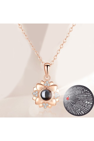 Ehediye Chavin 100 Dilde Seni Seviyorum Projeksiyon Kalp Kolye Ed07Rs Gümüş