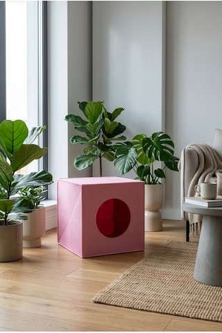 Keçe Kedi Yuvası Organizer Düzenleyici Katlanabilir Pembe