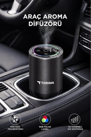 Torima Tcf-04 Araç İçi Hava Nemlendirici & Hareket Algılamalı Koku Makinesi Blue Men Esansı Aromaterapi Difüzör Araç Kokusu