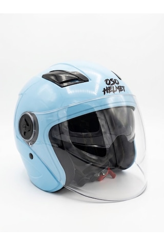 Oso Helmet Yarım Kask Gözlüklü Açık Mavi - M Beden Oso Helmet Yarım Kask Gözlüklü Açık Mavi - M Beden