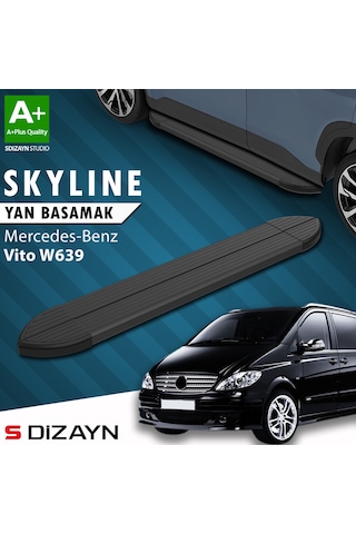 S-dizayn Mercedes Vito W639 Kısa Şase Skyline Siyah Yan Basamak 233 Cm 2004-2014 A+ Kalite
